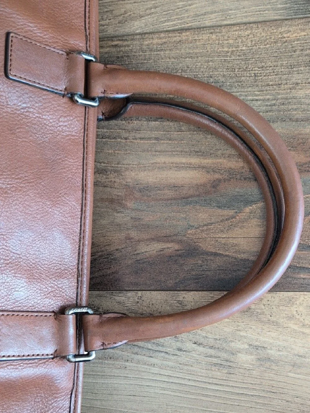 Coach Men’s Brown Leather Briefcase Tote with Detachable Shoulder Strap M398